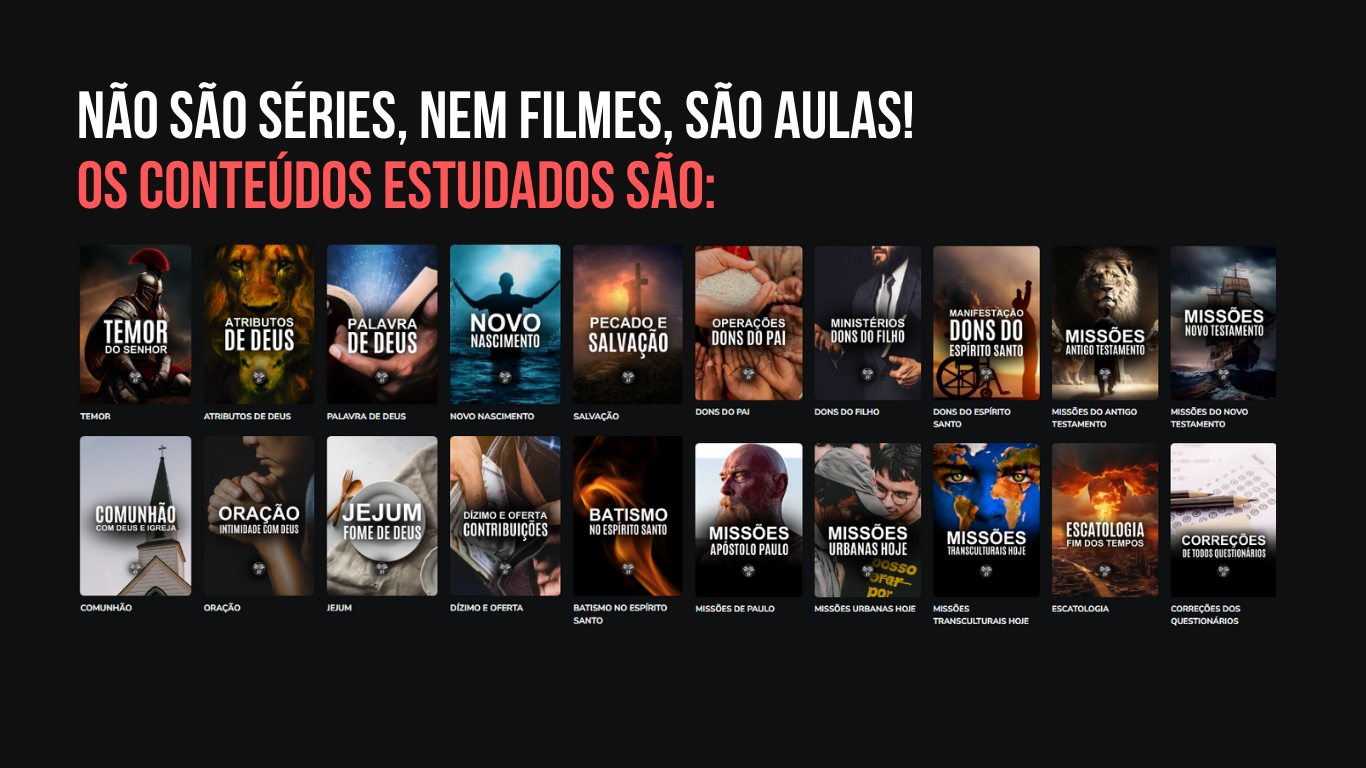 Catálogo de aulas da Netflix da Bíblia organizado por temas